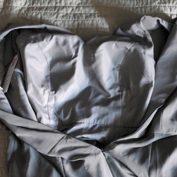 Gray Formal Chiffon Reese Wrap Dress, size 16 - Picture 13 of 14